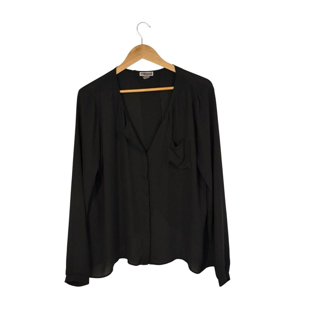 Chelsea28 Blouse Long Sleeve Drape Top S Women’s L Open Cross Back Preppy